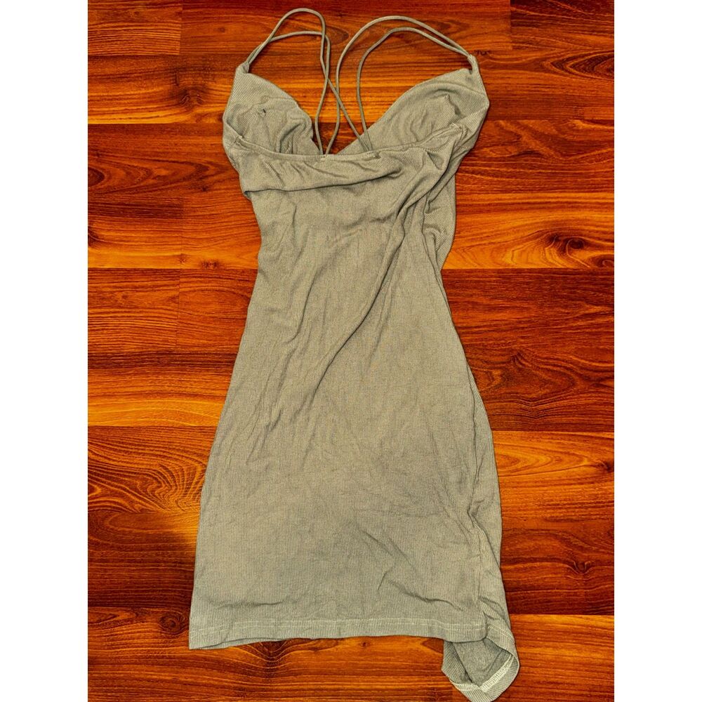 Olive Green CrissCross Bodycon Mini Dress - Picture 2 of 4